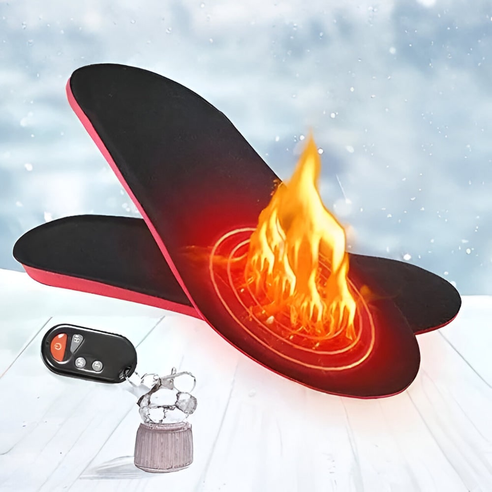 Rechargeable Heated Shoe Insoles with Wireless Remote Control and Arch Support