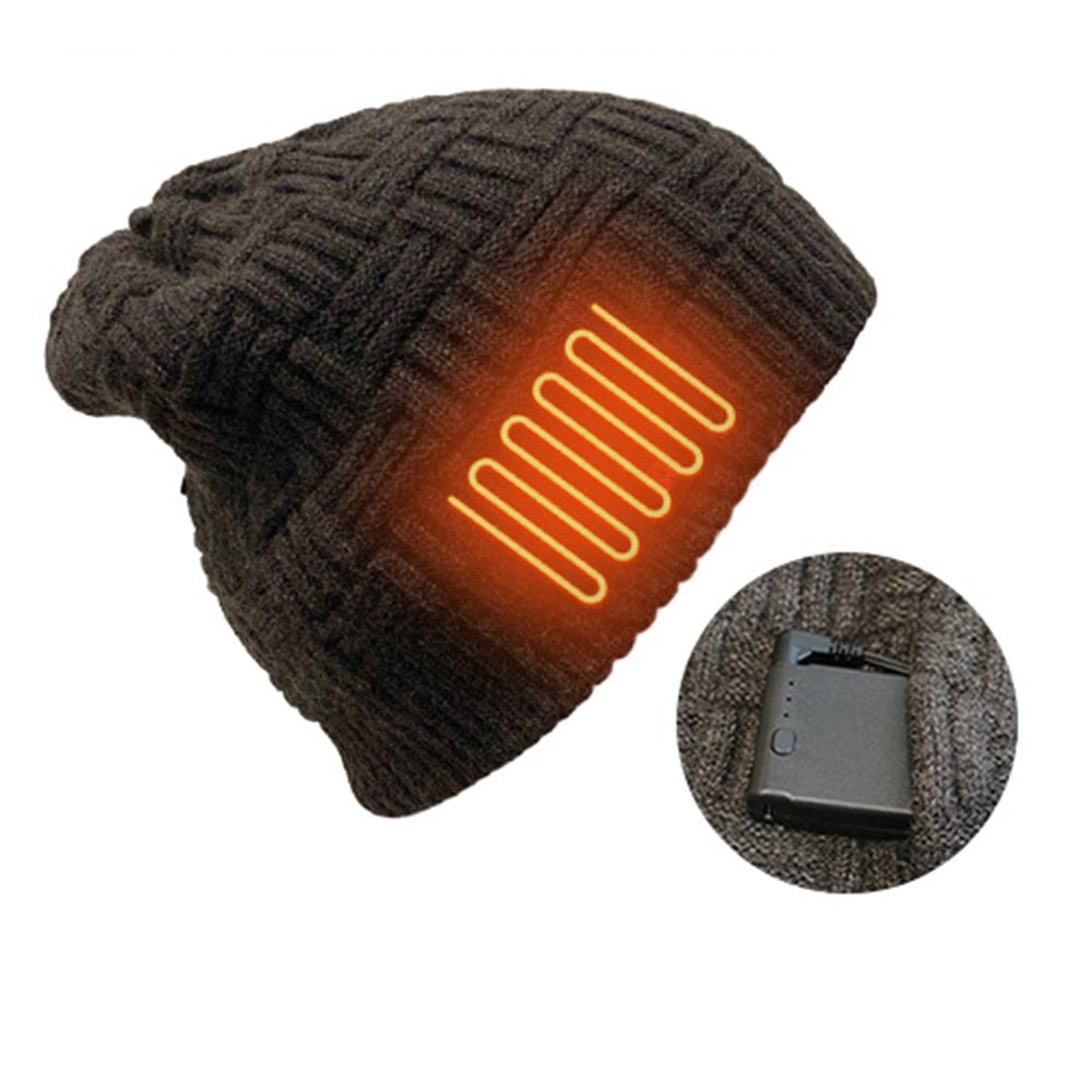 Rechargeable Heated Winter Beanie Hat with Ear Flaps and 3400mah Battery Skull Cap