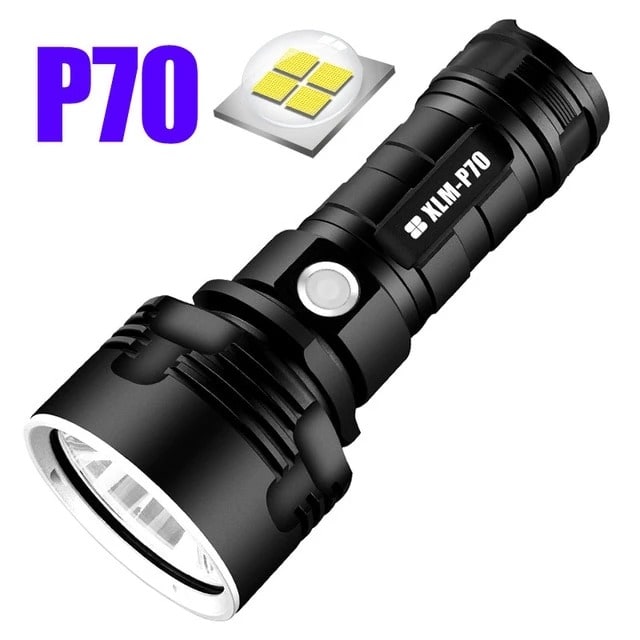Rechargeable LED Flashlight and Torch with High Lumen Output Aluminum Alloy Body and Tactical Design