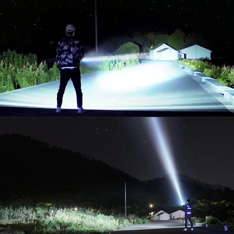 Rechargeable LED Flashlight and Torch with High Lumen Output Aluminum Alloy Body and Tactical Design