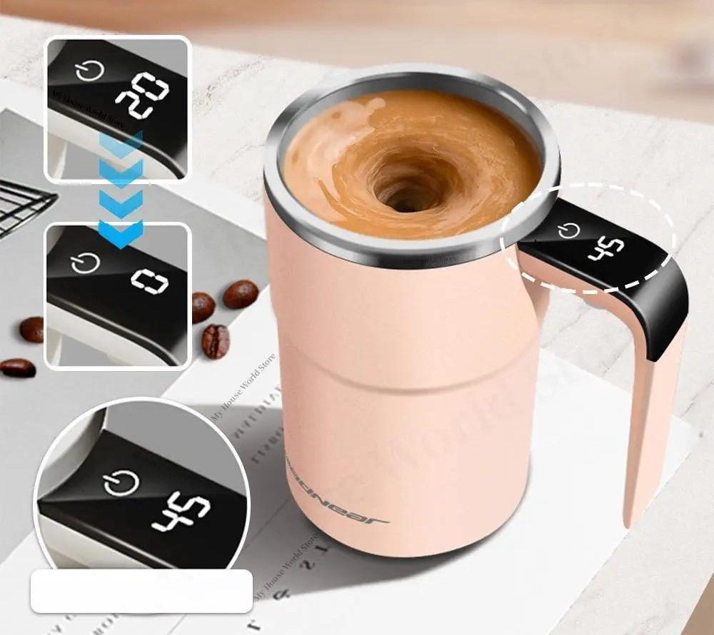 Portable Self Stirring Coffee Mug with Digital Temperature Screen
