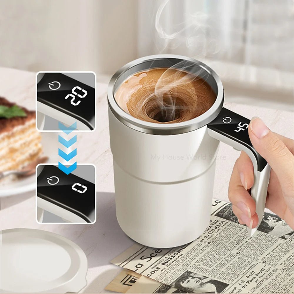 Portable Self Stirring Coffee Mug with Digital Temperature Screen