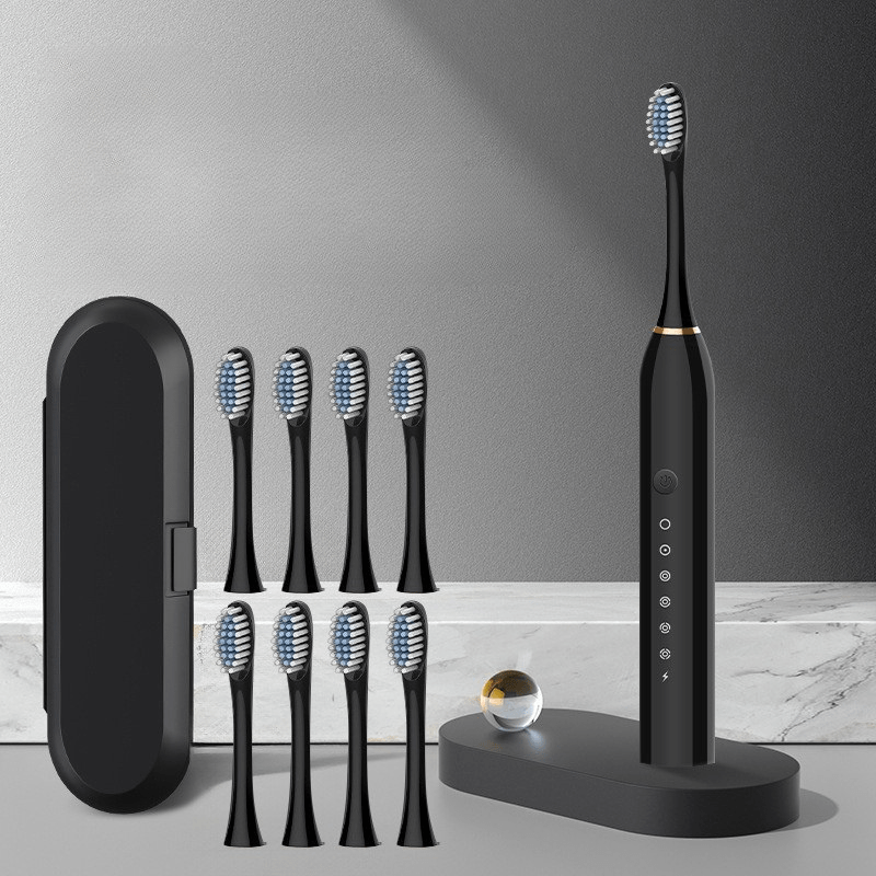 Rechargeable Sonic Electric Toothbrush with Timer 8 Replacement Heads and Travel Case