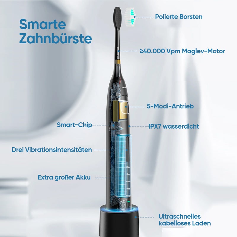 Rechargeable Sonic Electric Toothbrush with Timer and Soft Contoured Bristles