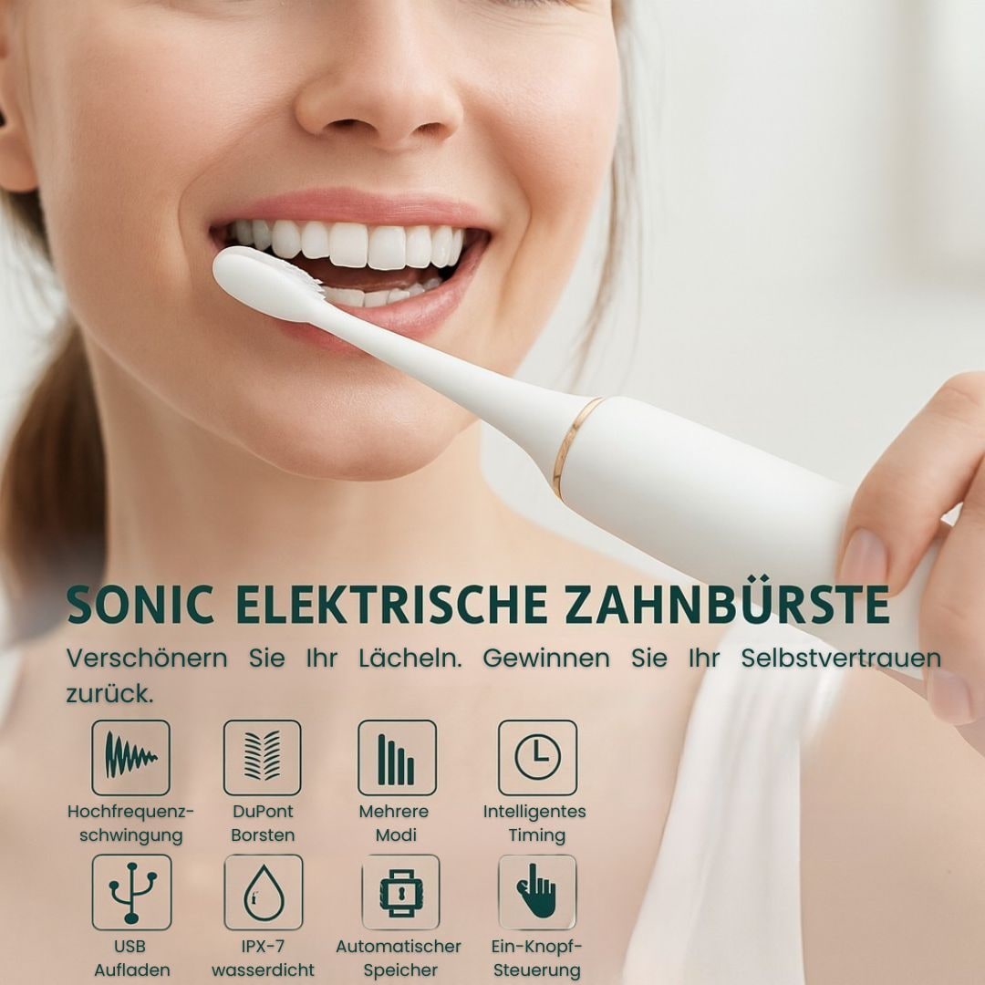 Rechargeable Sonic Electric Toothbrush with Timer and Soft Contoured Bristles