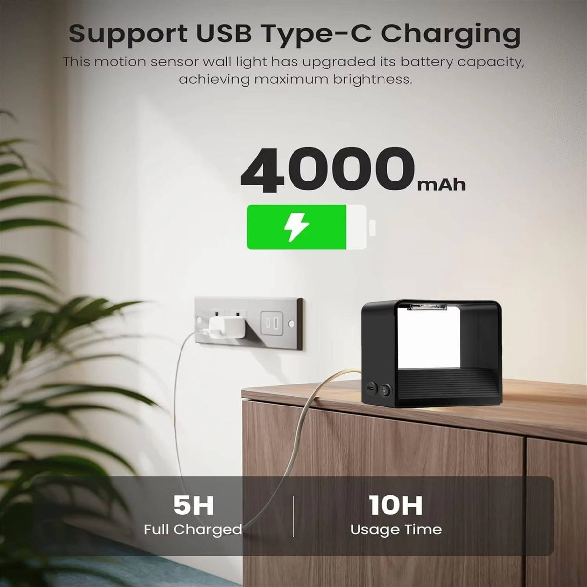 Rechargeable Wall Light Sconce with Motion Sensor Remote Control and Dimmable LED