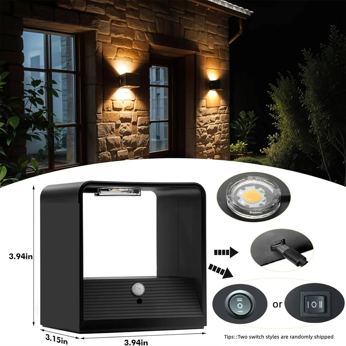 Rechargeable Wall Light Sconce with Motion Sensor Remote Control and Dimmable LED