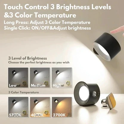 Rechargeable Wall Sconce with 360° Magnetic Mount and Wireless LED Lighting Outdoor