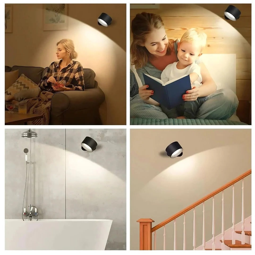 Rechargeable Wall Sconce with Modern Cordless LED Lighting and 360° Magnetic Rotation Lamp