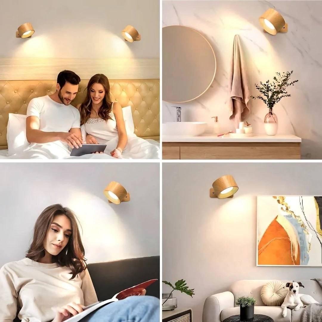 Rechargeable Wall Sconce with Modern Cordless LED Lighting and 360° Magnetic Rotation Lamp