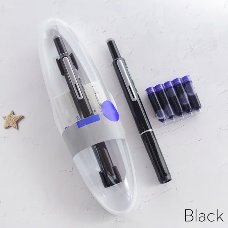 Retractable Fountain Pen with Fine Nibs Smooth Ink Flow and Pocket Clip Cartridges