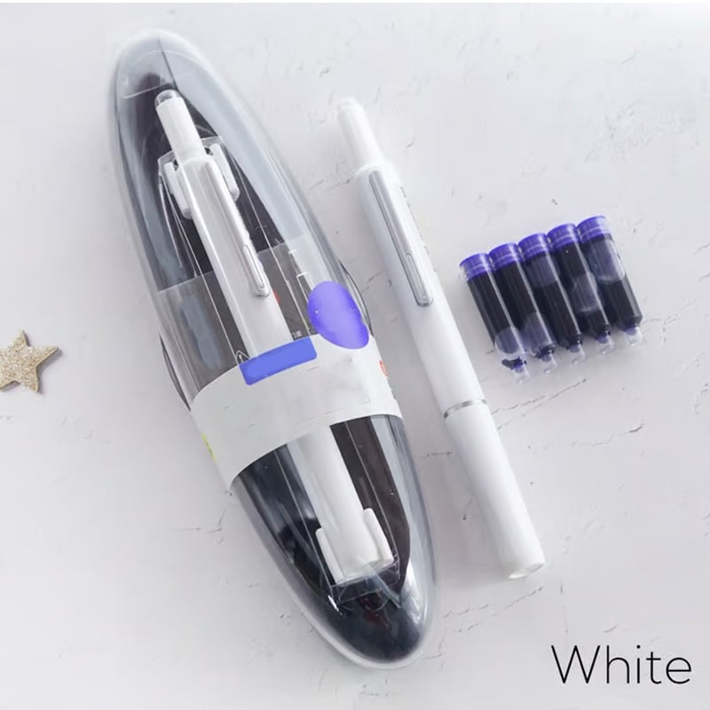 Retractable Fountain Pen with Fine Nibs Smooth Ink Flow and Pocket Clip Cartridges