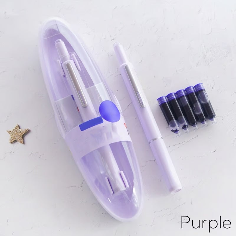 Retractable Fountain Pen with Fine Nibs Smooth Ink Flow and Pocket Clip Cartridges