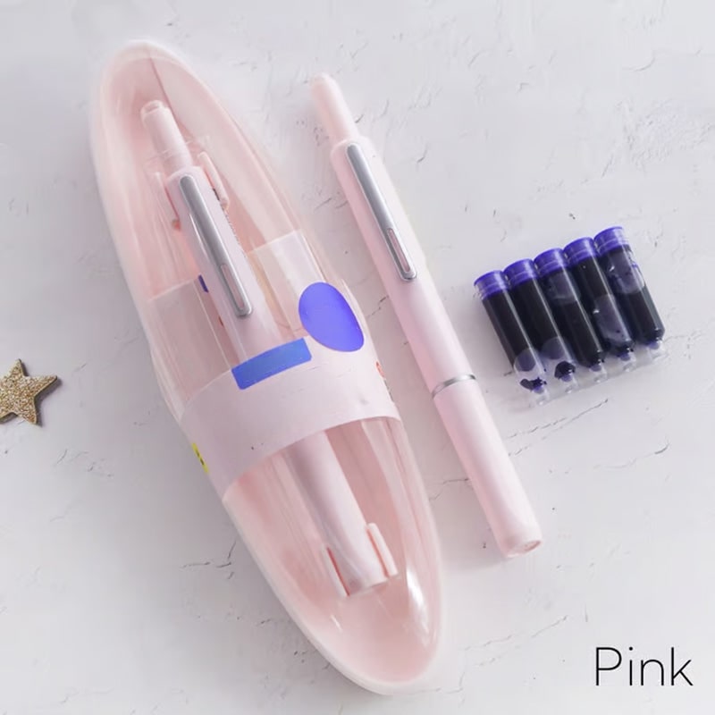 Retractable Fountain Pen with Fine Nibs Smooth Ink Flow and Pocket Clip Cartridges