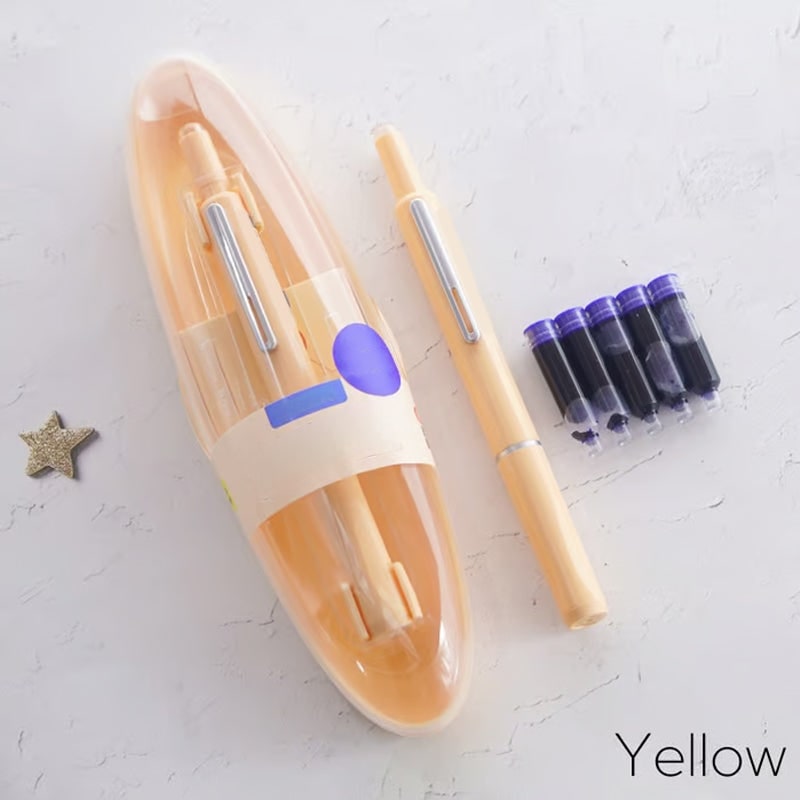 Retractable Fountain Pen with Fine Nibs Smooth Ink Flow and Pocket Clip Cartridges