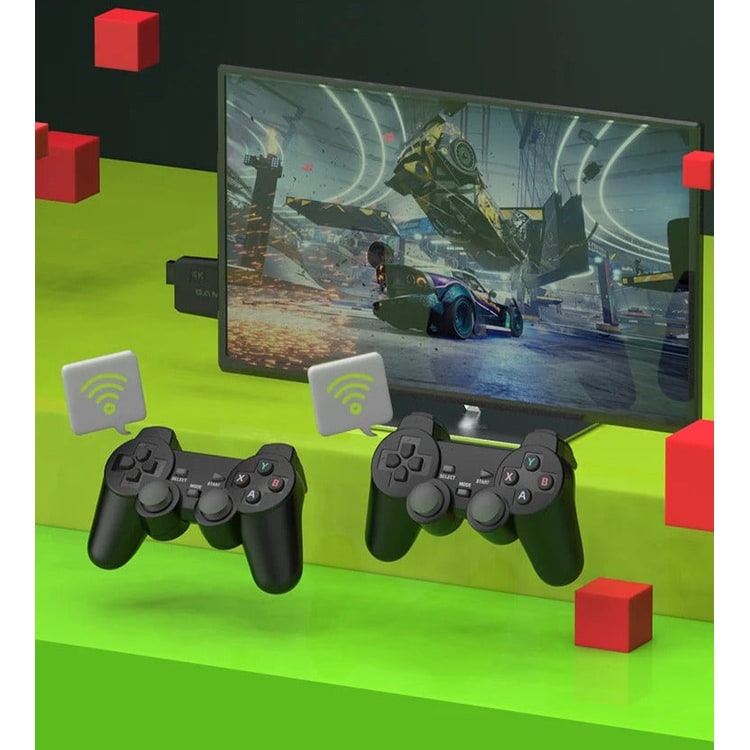 Retro Game Console Stick Wireless HDMI Dongle Portable 2 Controllers Gaming