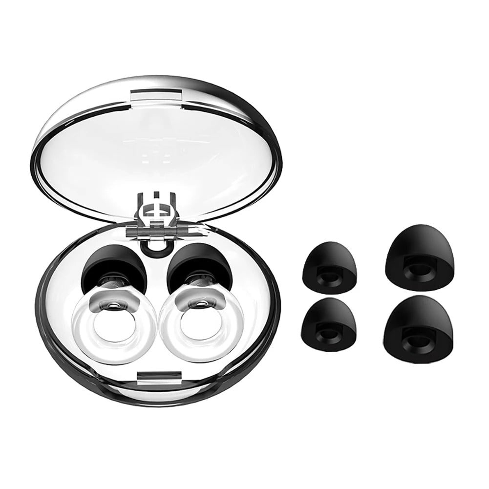 Reusable Noise Reducing Earplugs with Silicone Tips and Carrying Case Hearing Protection