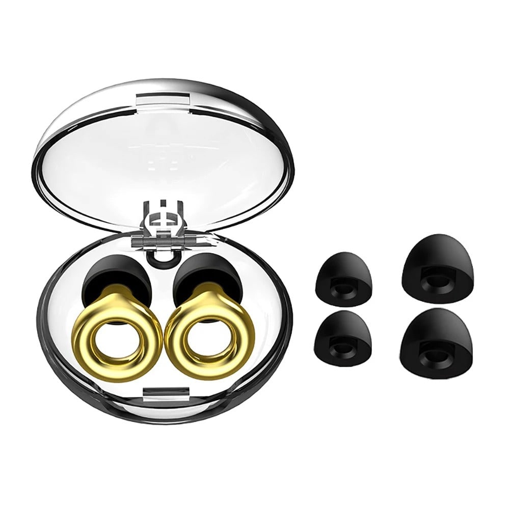 Reusable Noise Reducing Earplugs with Silicone Tips and Carrying Case Hearing Protection