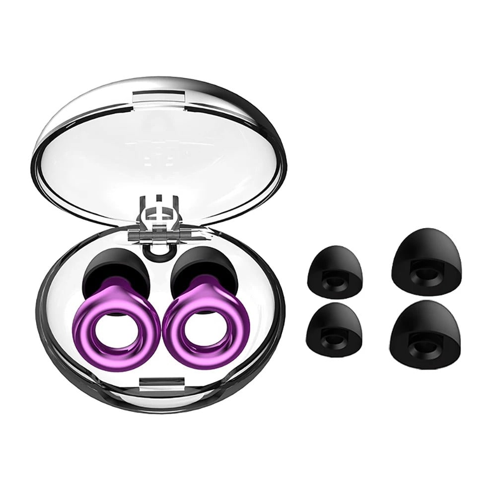 Reusable Noise Reducing Earplugs with Silicone Tips and Carrying Case Hearing Protection