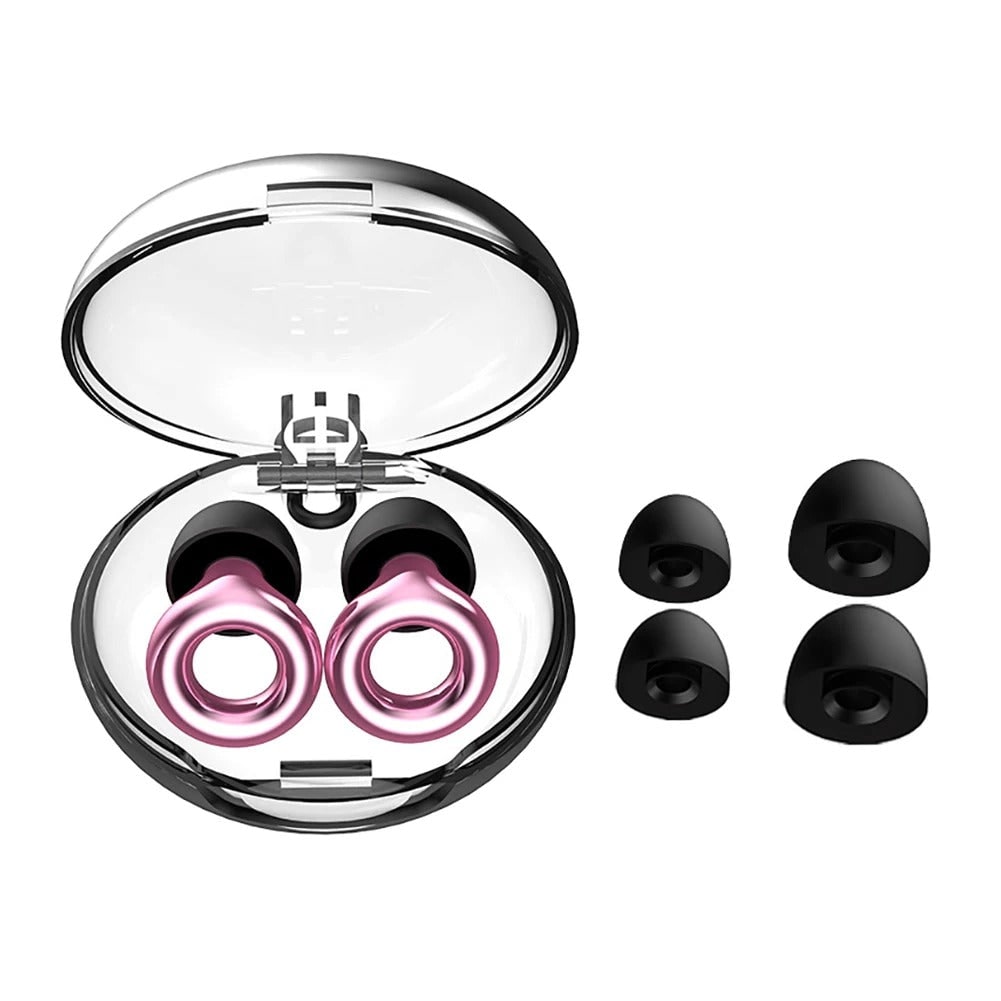 Reusable Noise Reducing Earplugs with Silicone Tips and Carrying Case Hearing Protection