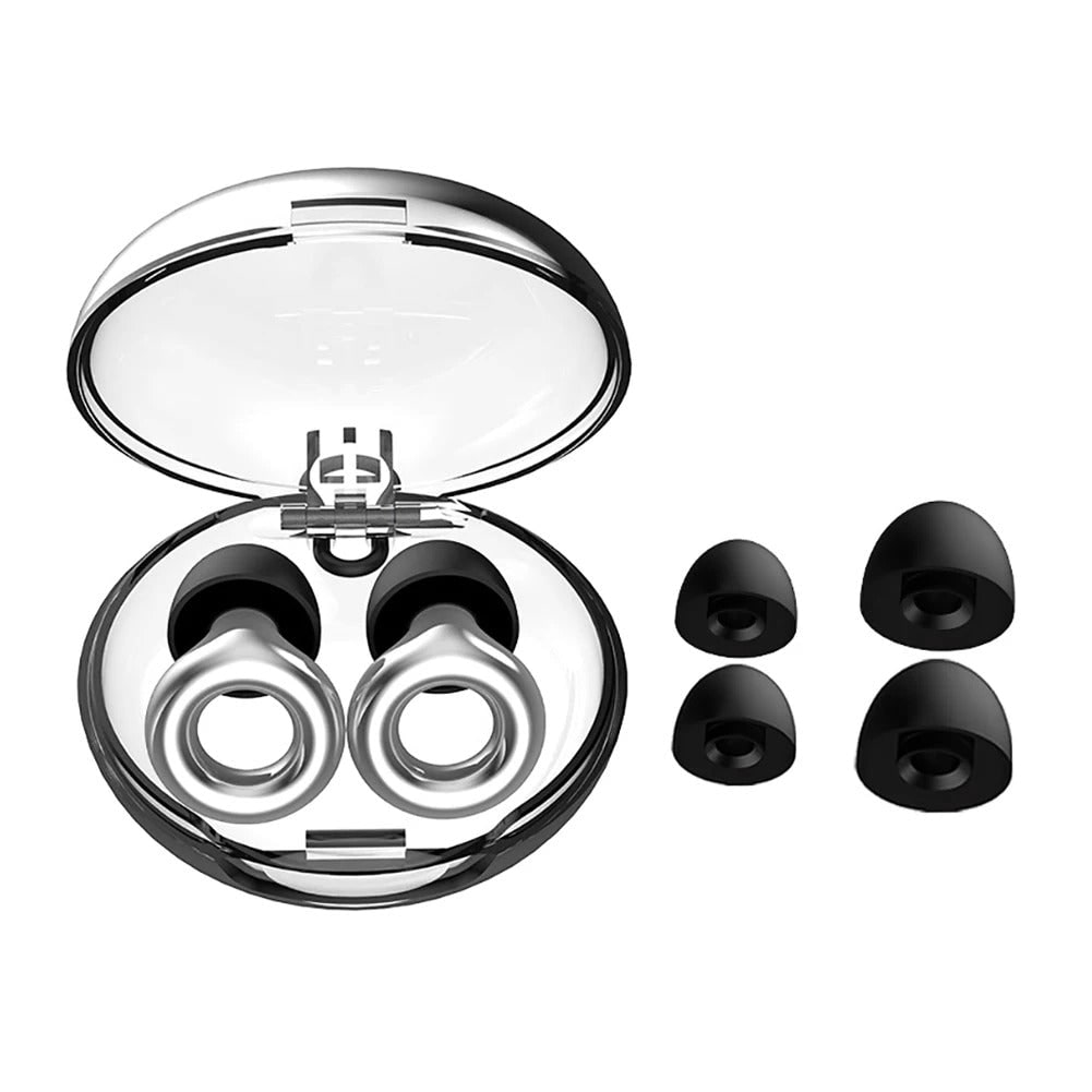 Reusable Noise Reducing Earplugs with Silicone Tips and Carrying Case Hearing Protection