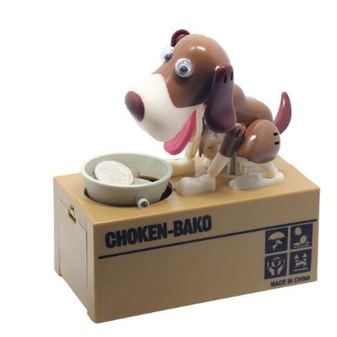 Robotic Dog Piggy Bank Coin Feeding Bowl and Big Atm Money Box Antique Ceramic