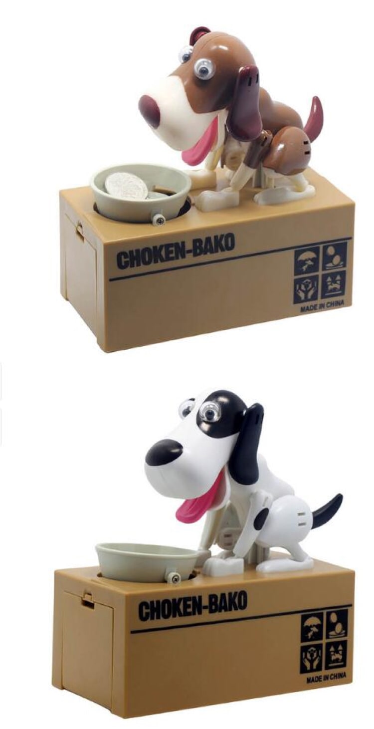Robotic Dog Piggy Bank Coin Feeding Bowl and Big Atm Money Box Antique Ceramic