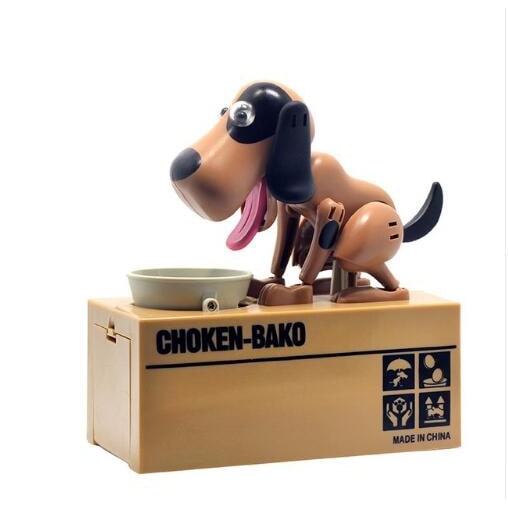 Robotic Dog Piggy Bank Coin Feeding Bowl and Big Atm Money Box Antique Ceramic