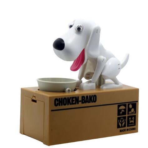 Robotic Dog Piggy Bank Coin Feeding Bowl and Big Atm Money Box Antique Ceramic
