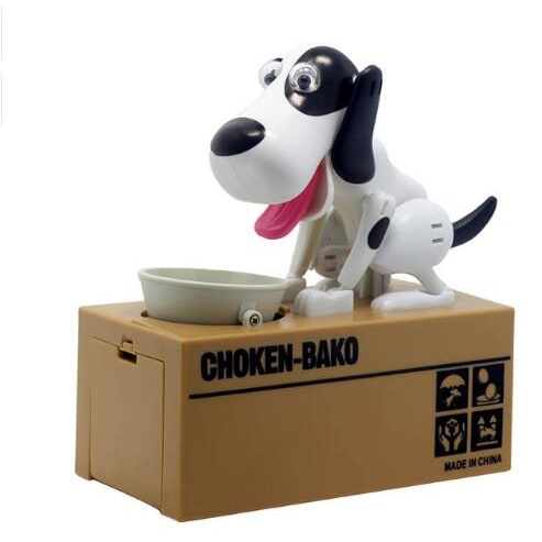 Robotic Dog Piggy Bank Coin Feeding Bowl and Big Atm Money Box Antique Ceramic