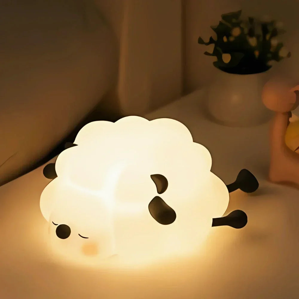 Cute Character Bedside Night Light Touch Control Rechargeable Lamp