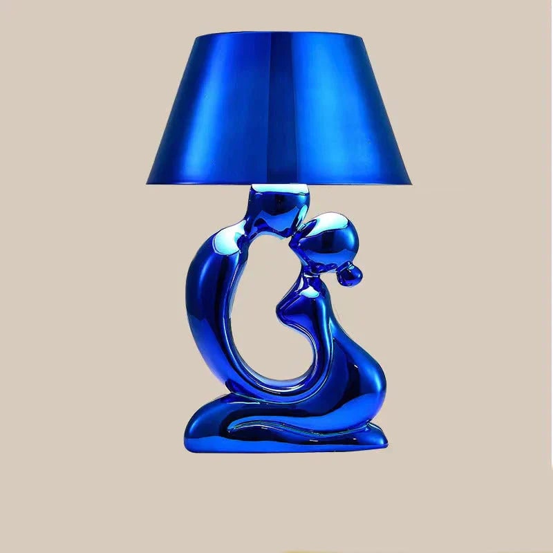 Sculpture Table Lamp Cordless Rechargeable with Modern Art Base and Ambient Lighting