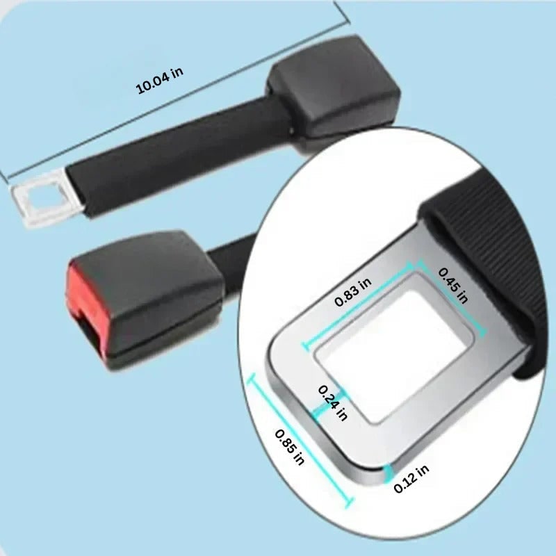 Seat Belt Extender with 11-Inch Rigid Stem and Metal Buckle for Car Safety Access 3 Point