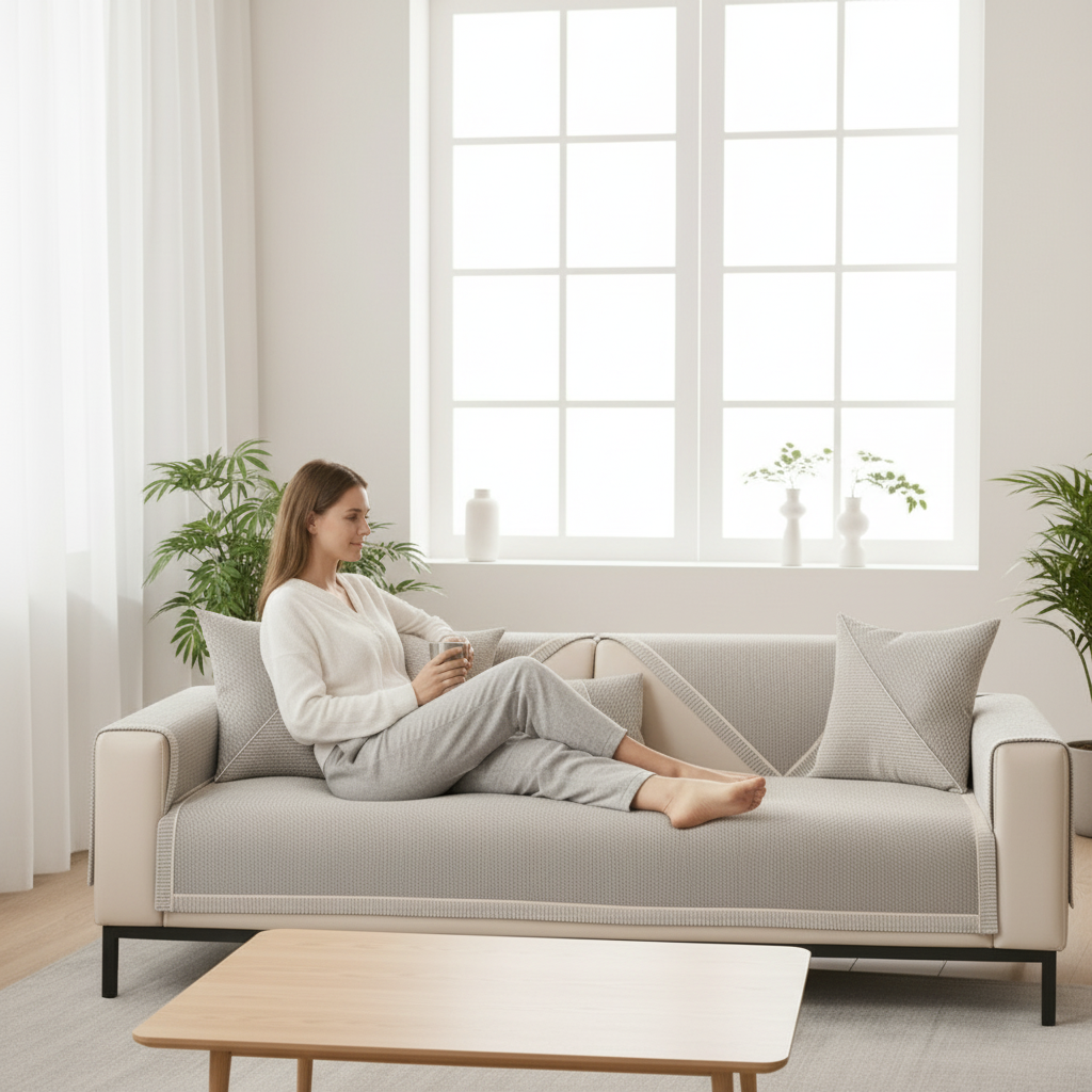 Sectional Couch Cover Sofa Throw Quilted Non Slip Modular Non-slip