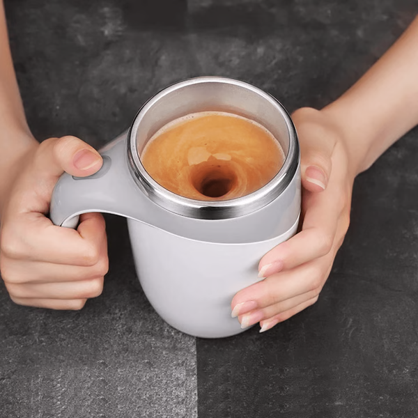 Self Stirring Coffee Cup and Mug with Automatic Magnetic Stirrer Stainless Steel Liner