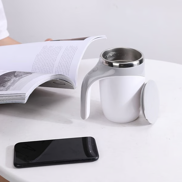 Self Stirring Coffee Cup and Mug with Automatic Magnetic Stirrer Stainless Steel Liner