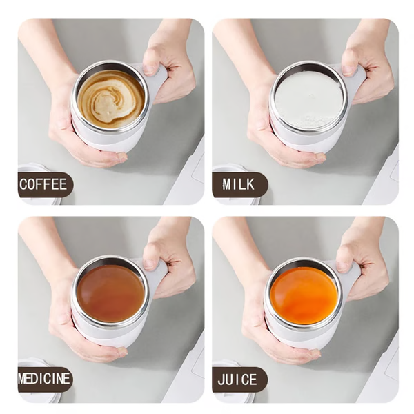 Self Stirring Coffee Cup and Mug with Automatic Magnetic Stirrer Stainless Steel Liner