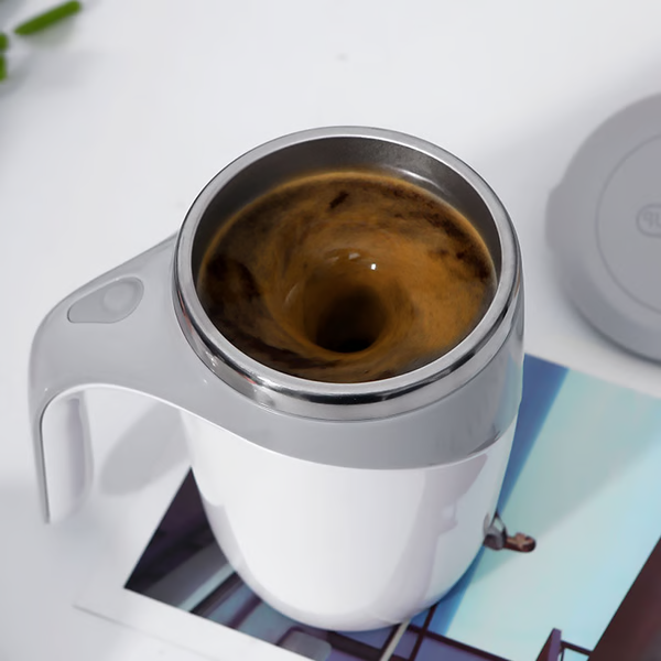 Self Stirring Coffee Cup and Mug with Automatic Magnetic Stirrer Stainless Steel Liner