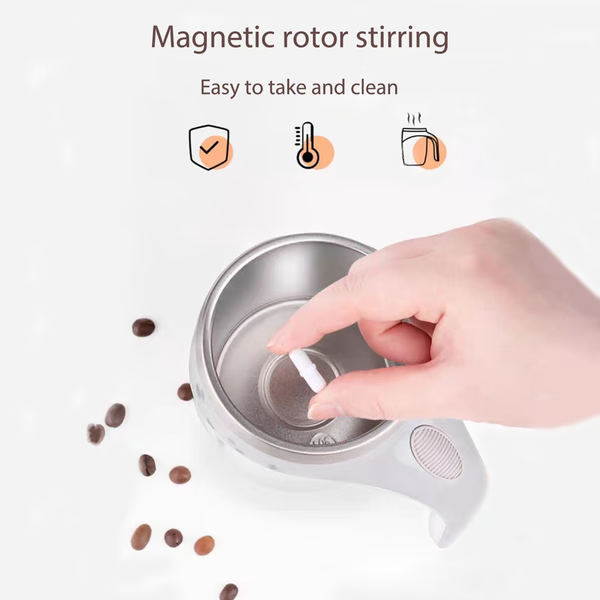 Self Stirring Coffee Cup and Mug with Automatic Magnetic Stirrer Stainless Steel Liner