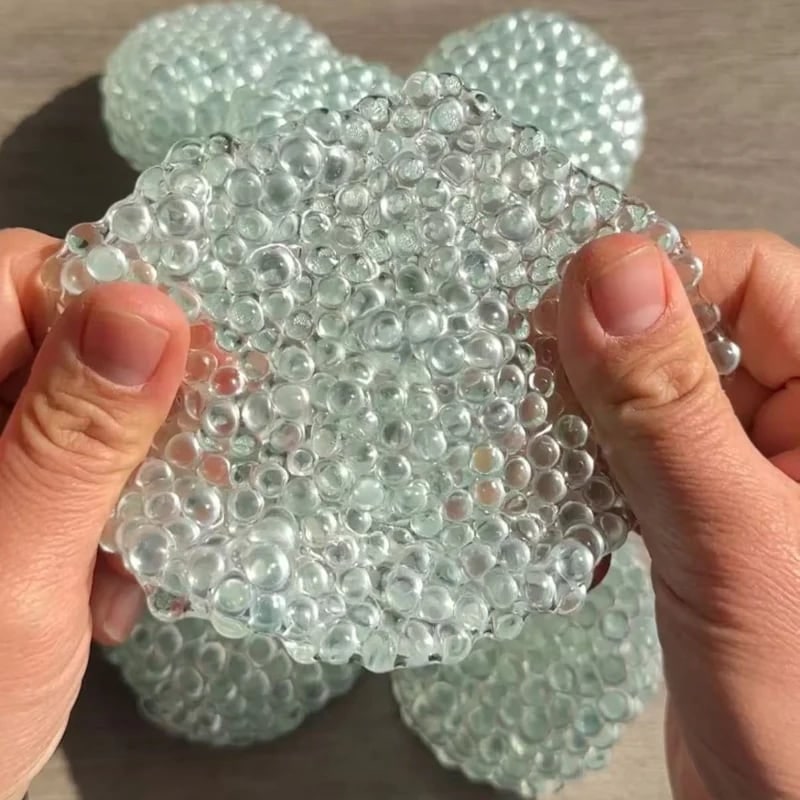 Sensory Stress Ball Squishy Dumpling Fidget Toy with Gel Beads and Textured Surface