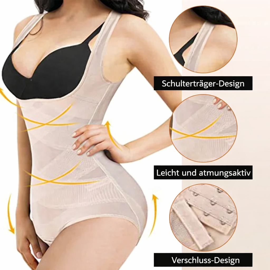 Shapewear Bodysuit Open Bust Sleeveless Mesh Breathable Body Shaping