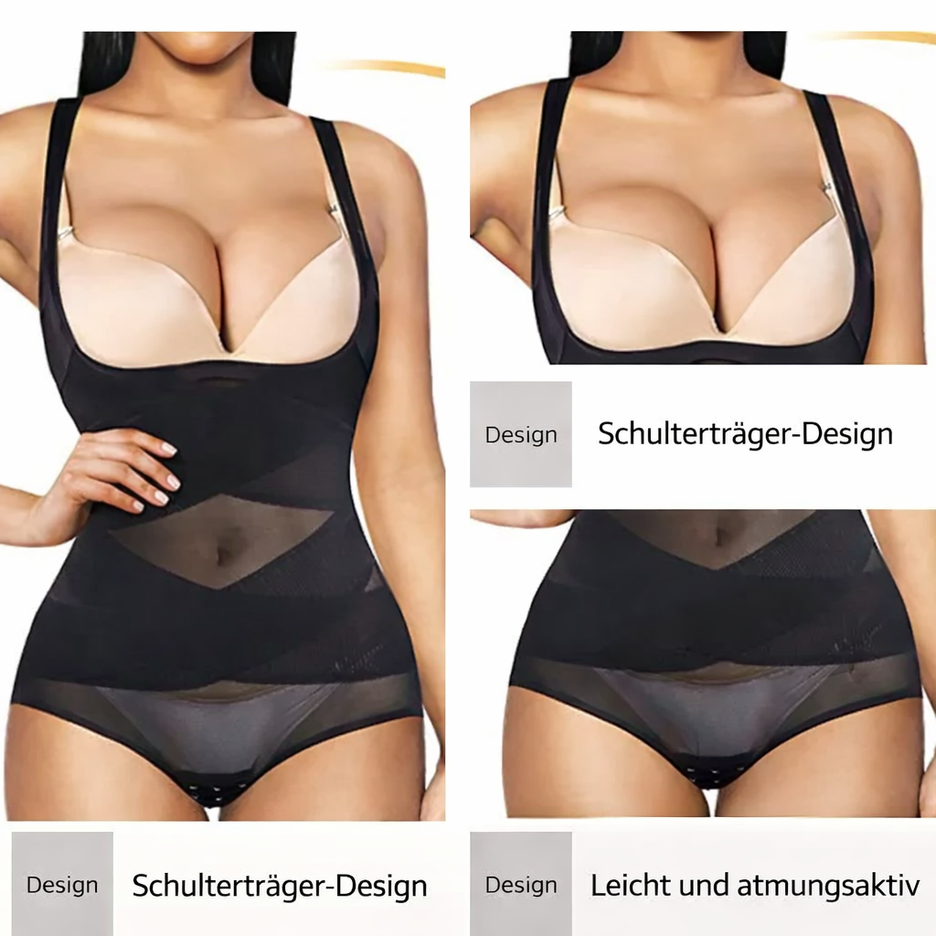 Shapewear Bodysuit Open Bust Sleeveless Mesh Breathable Body Shaping