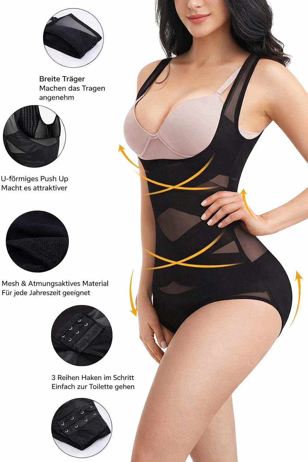 Shapewear Bodysuit Open Bust Sleeveless Mesh Breathable Body Shaping