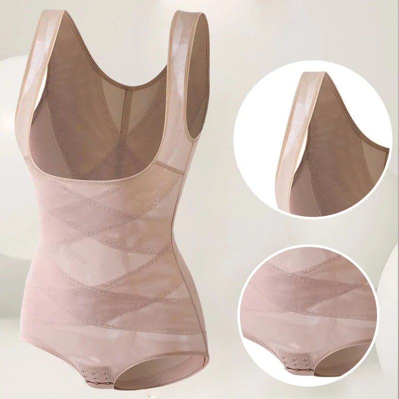 Shapewear Bodysuit Open Bust Sleeveless Mesh Breathable Body Shaping