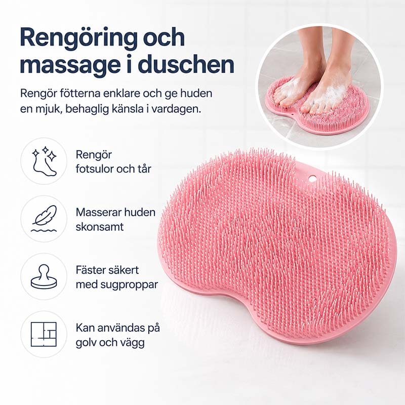 Shower Foot Scrubber and Brush with Silicone Bristles and Suction Cups for Floor Cleaner