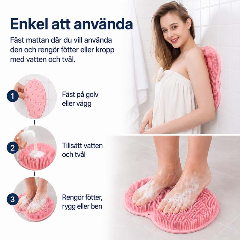 Shower Foot Scrubber and Brush with Silicone Bristles and Suction Cups for Floor Cleaner