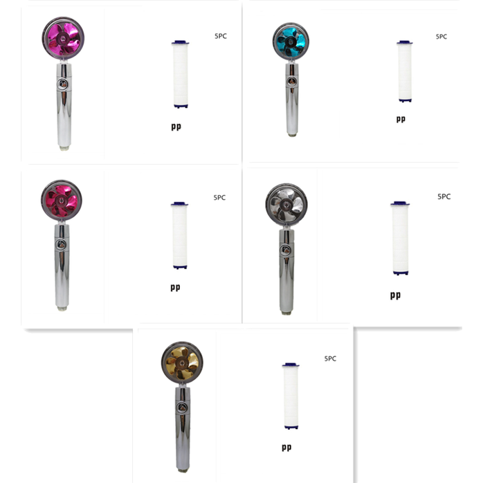 Shower Head with Hard Water Filter High Pressure Propeller Fan and Pause Button Kdf 55
