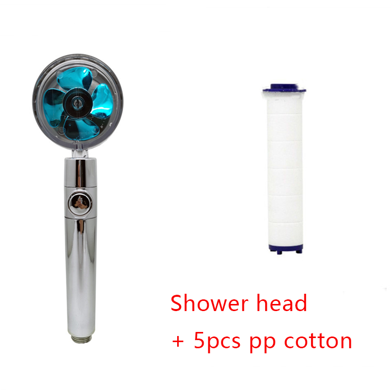 Shower Head with Hard Water Filter High Pressure Propeller Fan and Pause Button Kdf 55