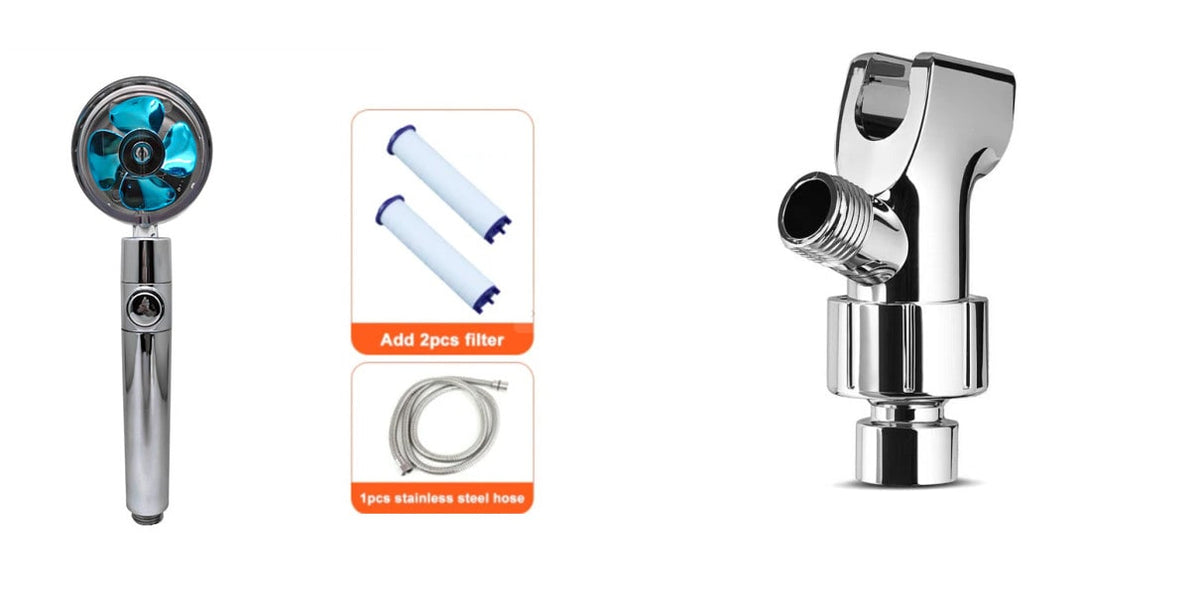 Shower Head with Hard Water Filter High Pressure Propeller Fan and Pause Button Kdf 55