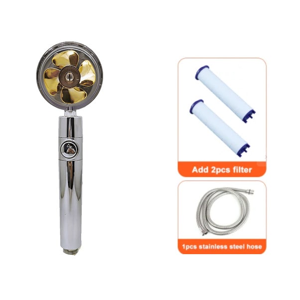 Shower Head with Hard Water Filter High Pressure Propeller Fan and Pause Button Kdf 55